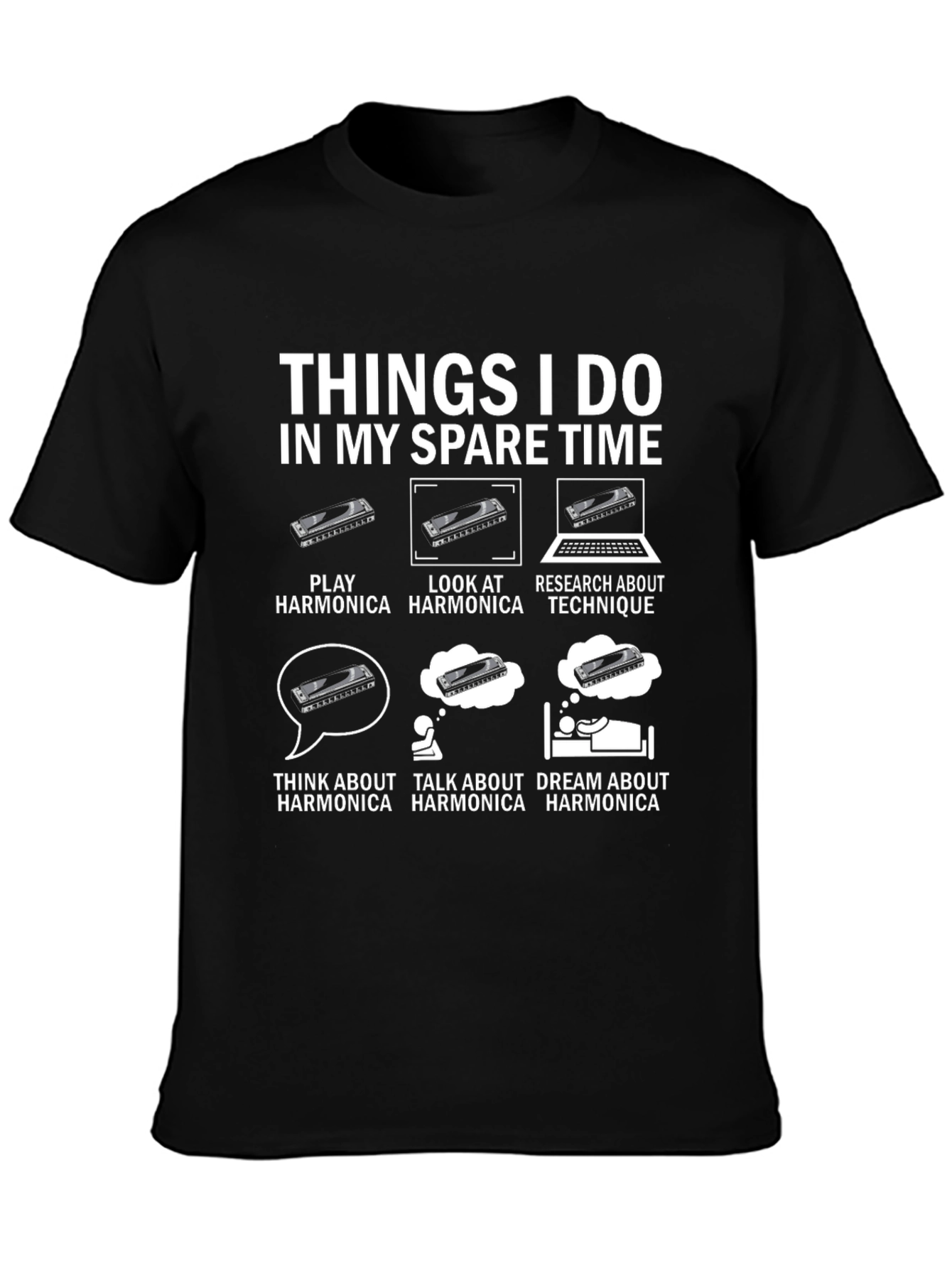 Harmonica Lover T-Shirt: Spare Time Harmonica Design