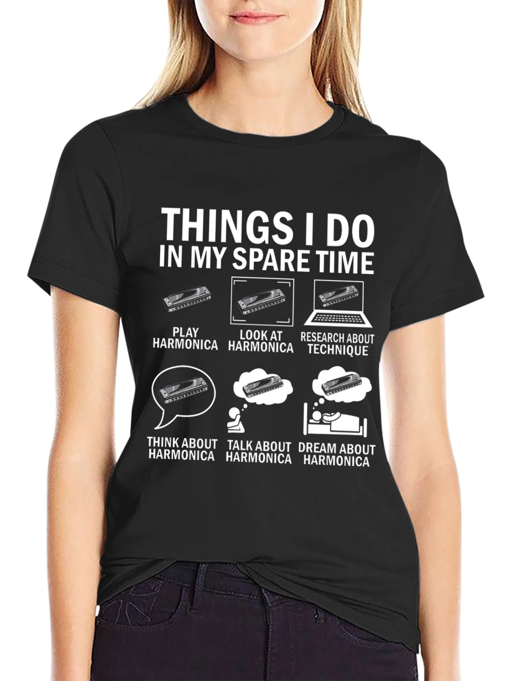 Harmonica Lover T-Shirt: Spare Time Harmonica Design