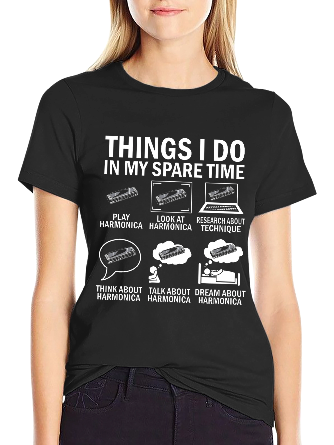 Harmonica Lover T-Shirt: Spare Time Harmonica Design