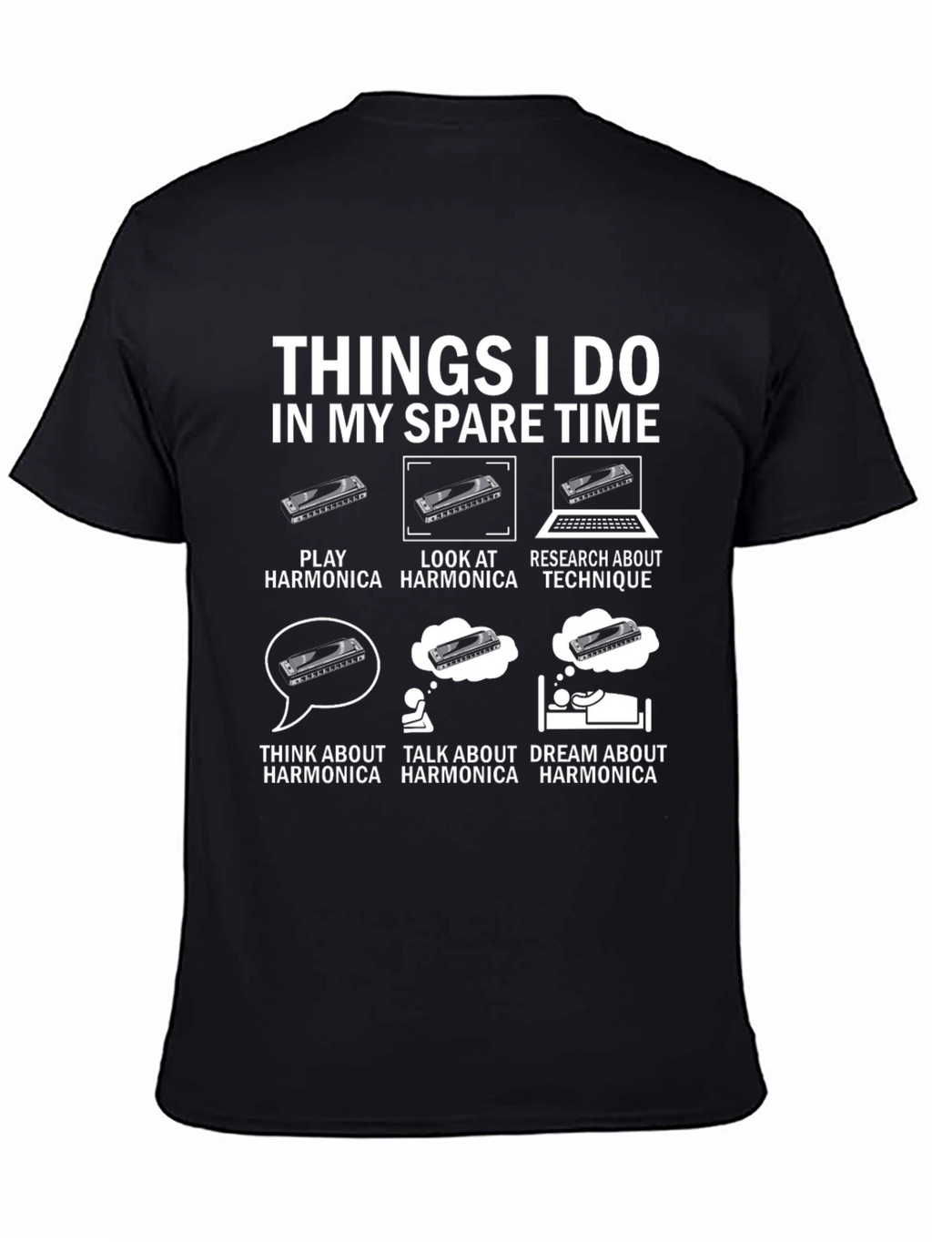 Harmonica Lover T-Shirt: Spare Time Harmonica Design