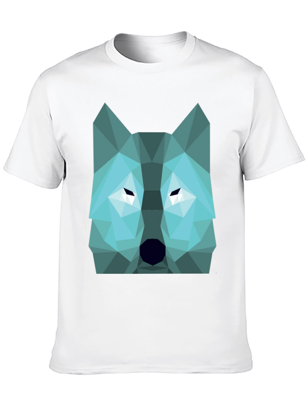 Geometric Wolf Graphic Print Tee - Black