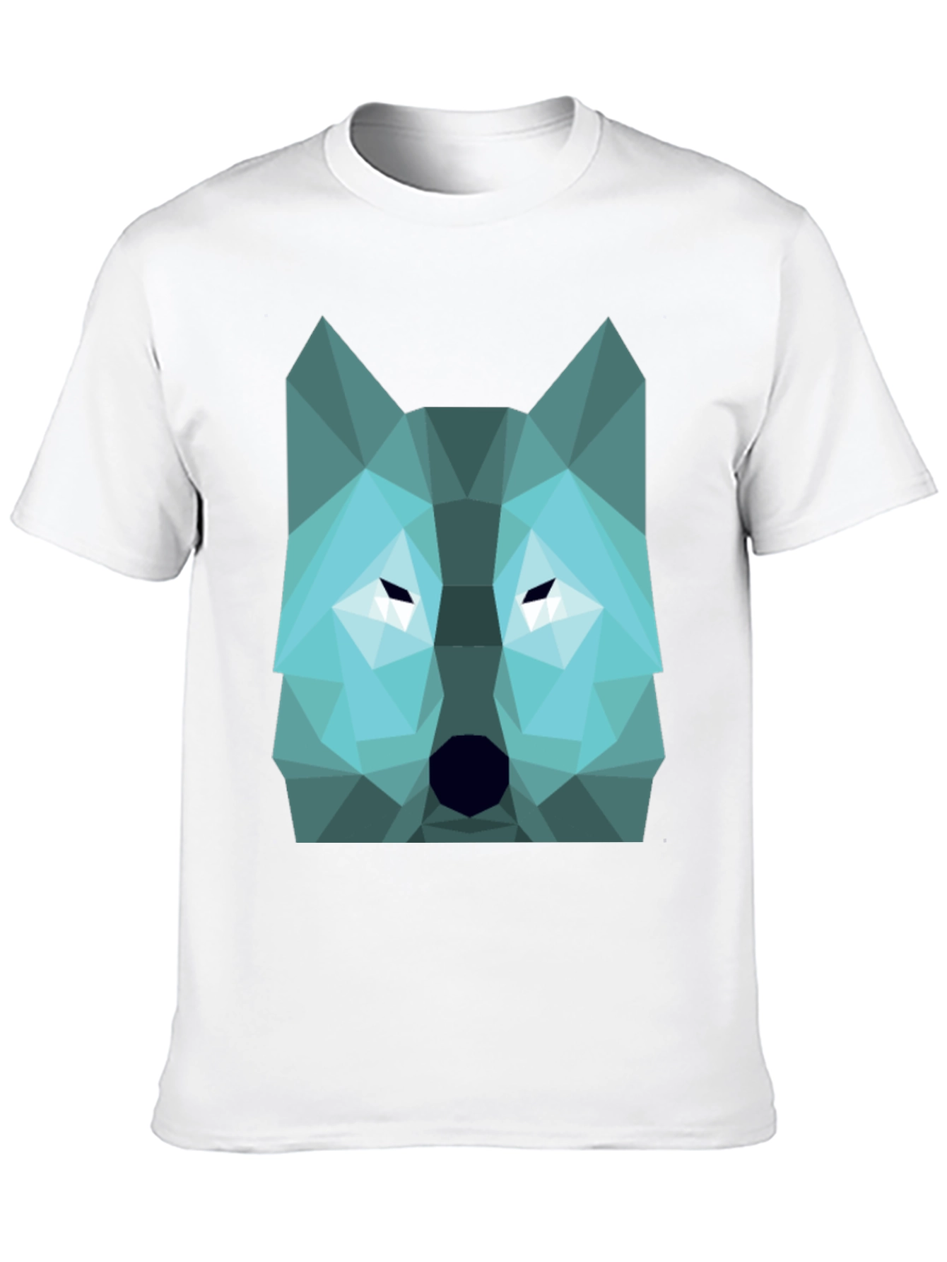Geometric Wolf Graphic Print Tee - Black