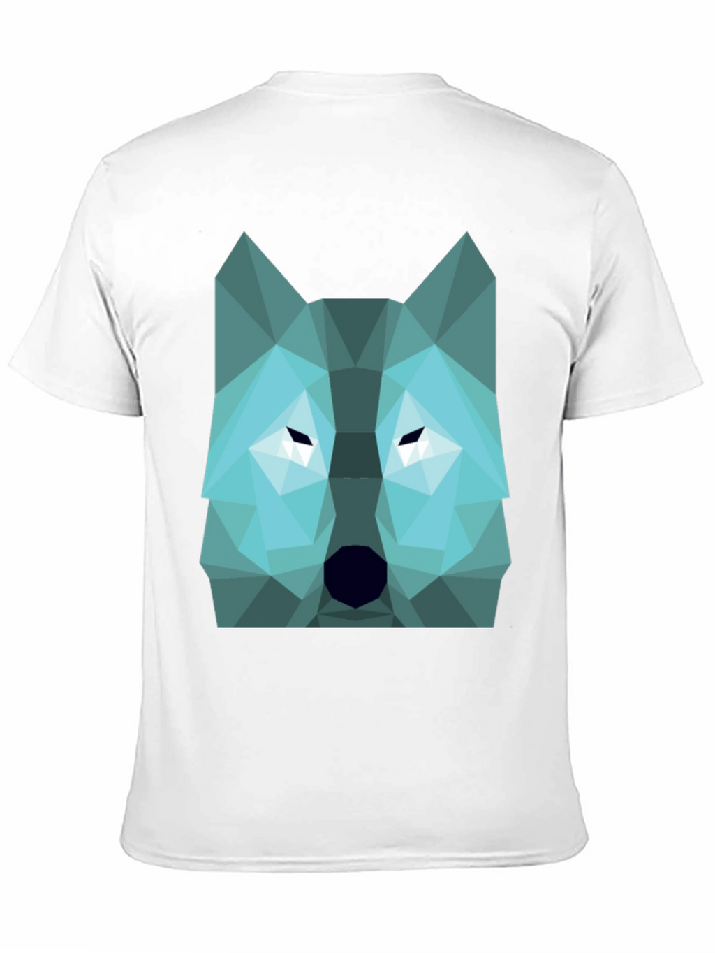 Geometric Wolf Graphic Print Tee - Black