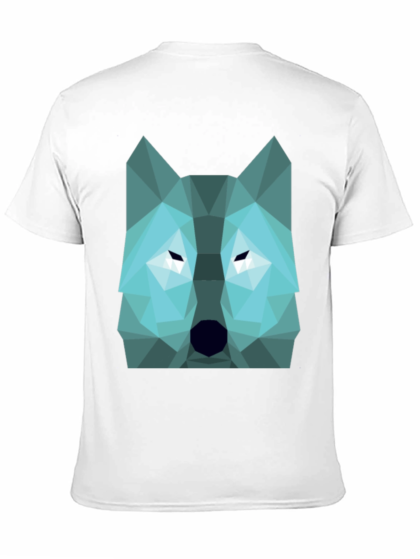 Geometric Wolf Graphic Print Tee - Black