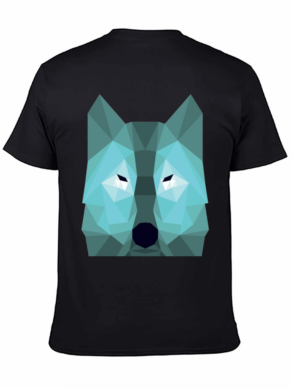 Geometric Wolf Graphic Print Tee - Black