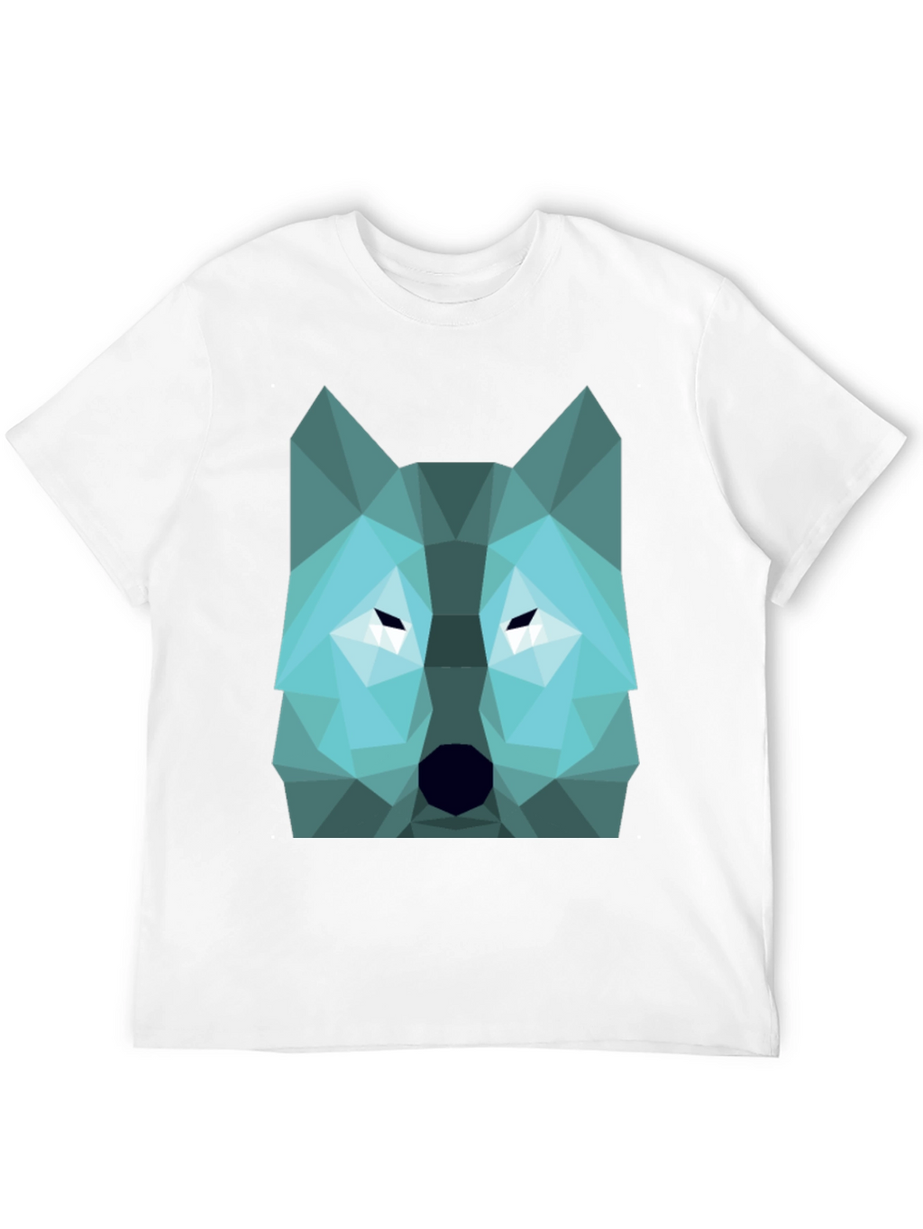 Geometric Wolf Graphic Print Tee - Black