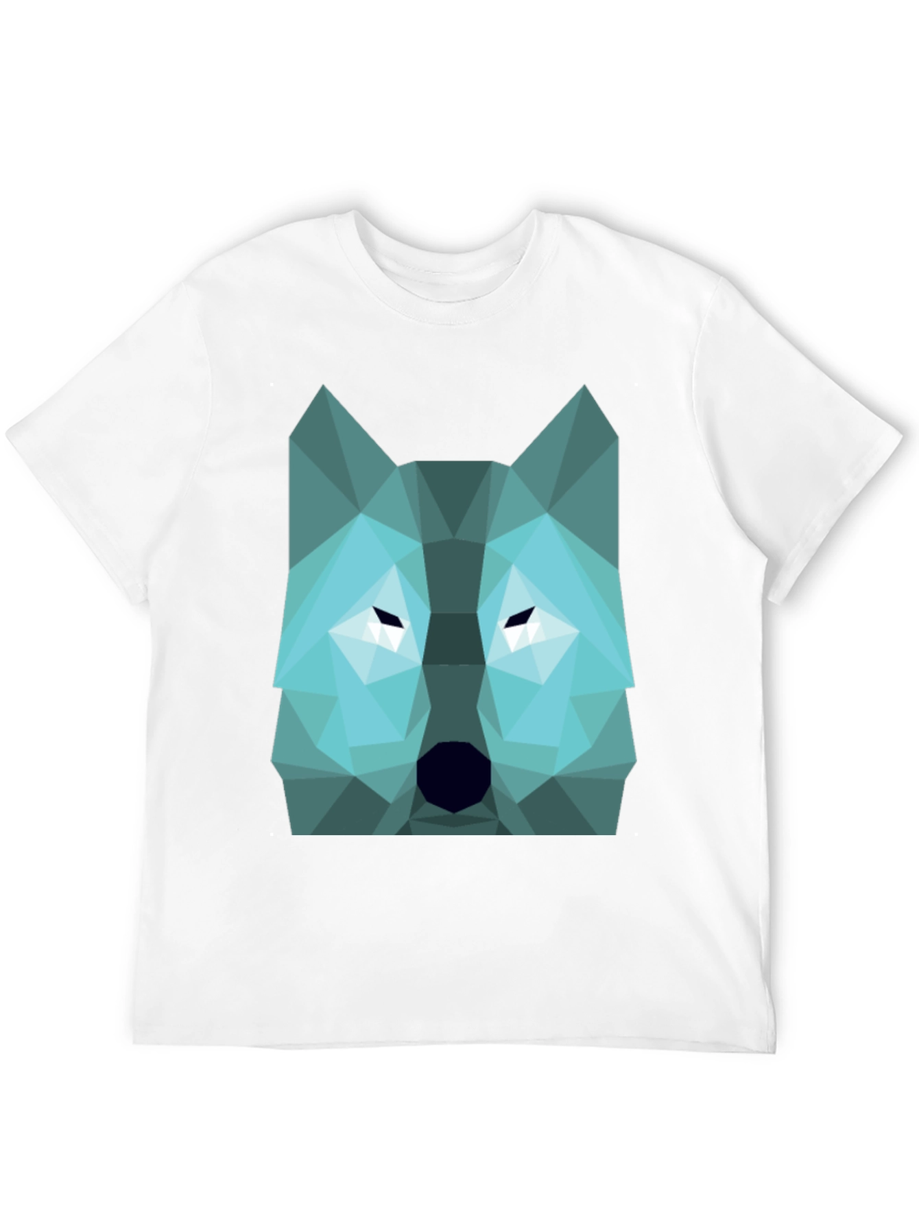 Geometric Wolf Graphic Print Tee - Black