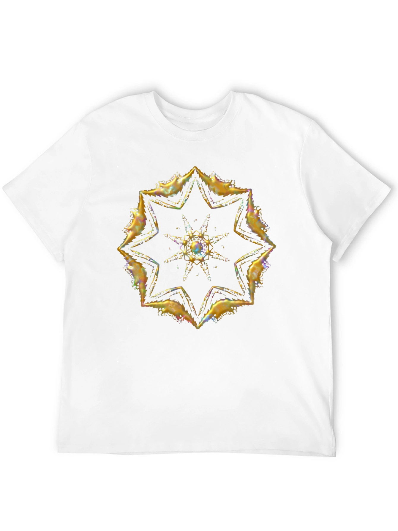 Gold Star Mandala Graphic Black T-Shirt
