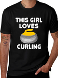 This Girl Loves Curling T-Shirt - Black