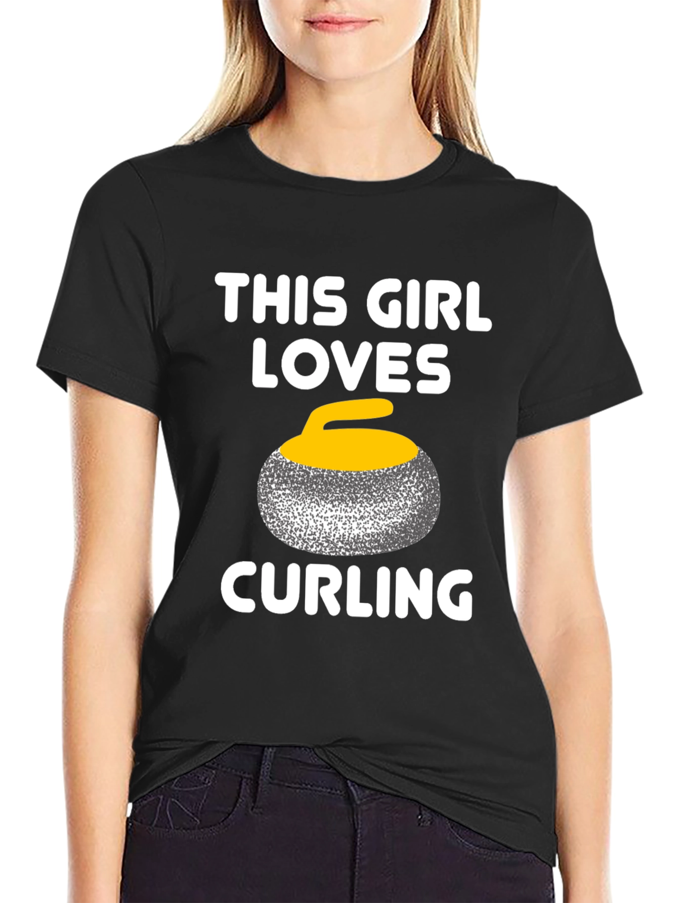 This Girl Loves Curling T-Shirt - Black