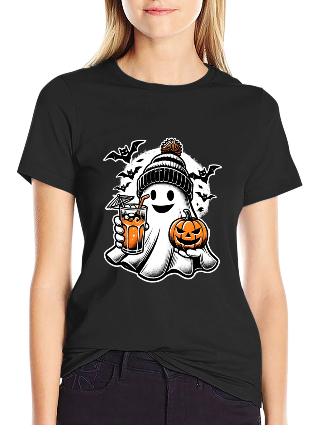 Halloween Ghost with Pumpkin T-Shirt