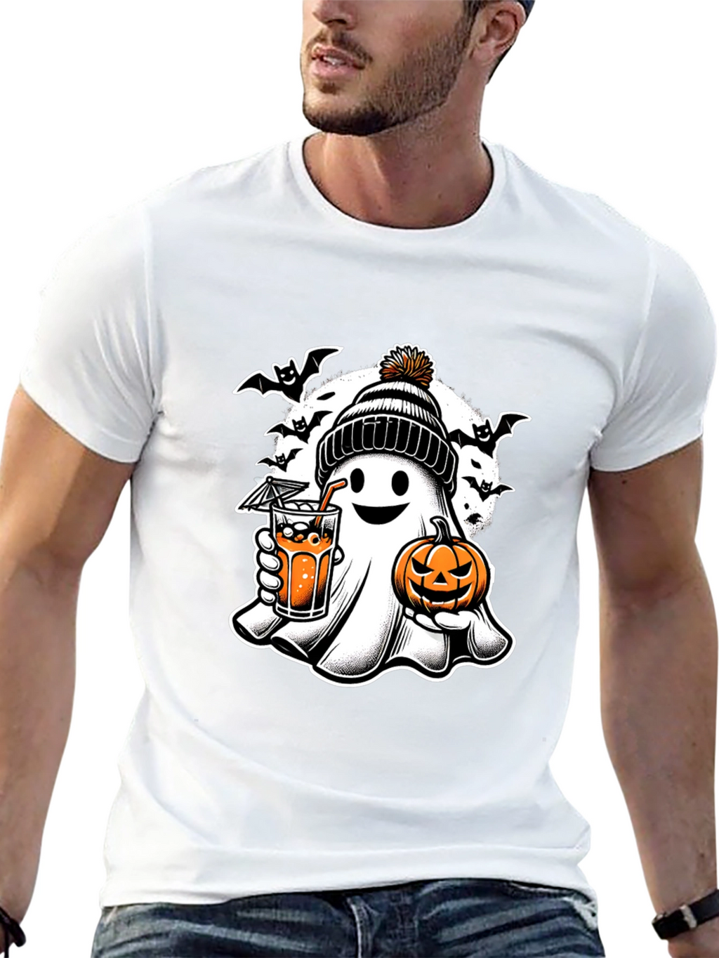 Halloween Ghost with Pumpkin T-Shirt
