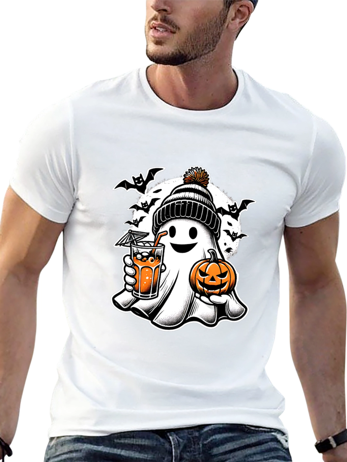 Halloween Ghost with Pumpkin T-Shirt