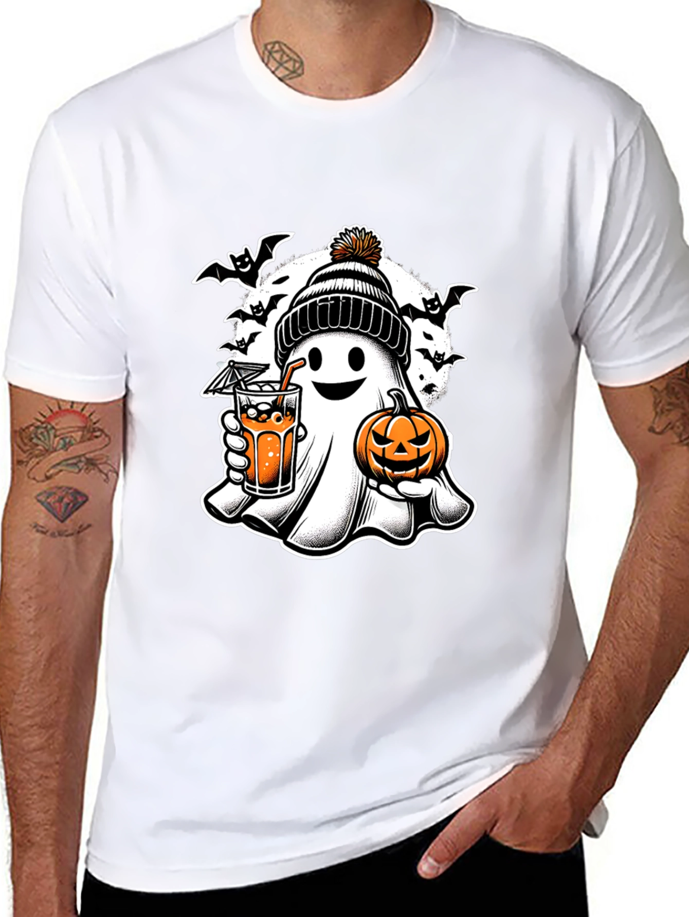 Halloween Ghost with Pumpkin T-Shirt