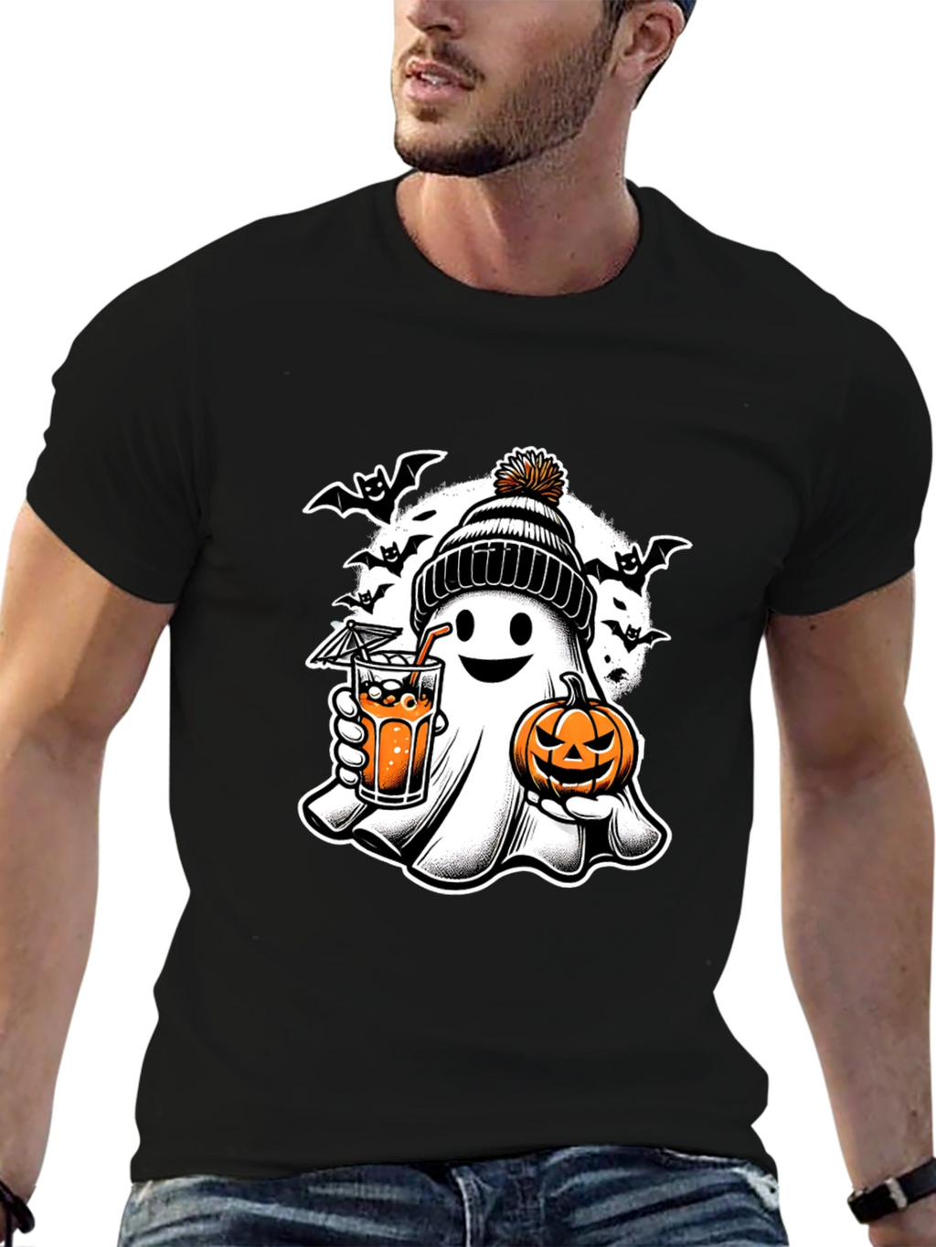 Halloween Ghost with Pumpkin T-Shirt