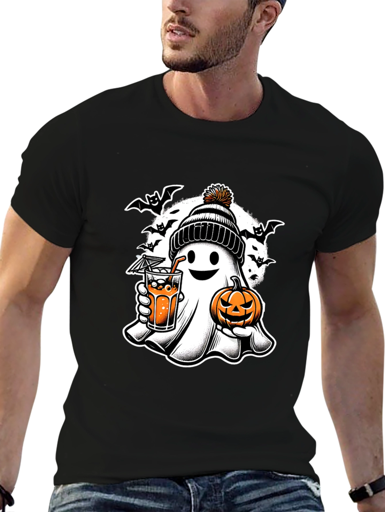 Halloween Ghost with Pumpkin T-Shirt