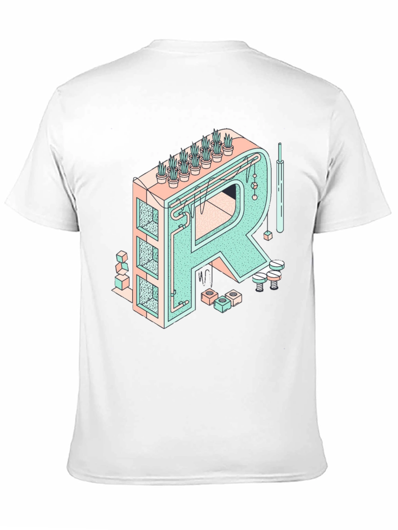 Geometric Letter R Graphic Tee - Unique Art Shirt