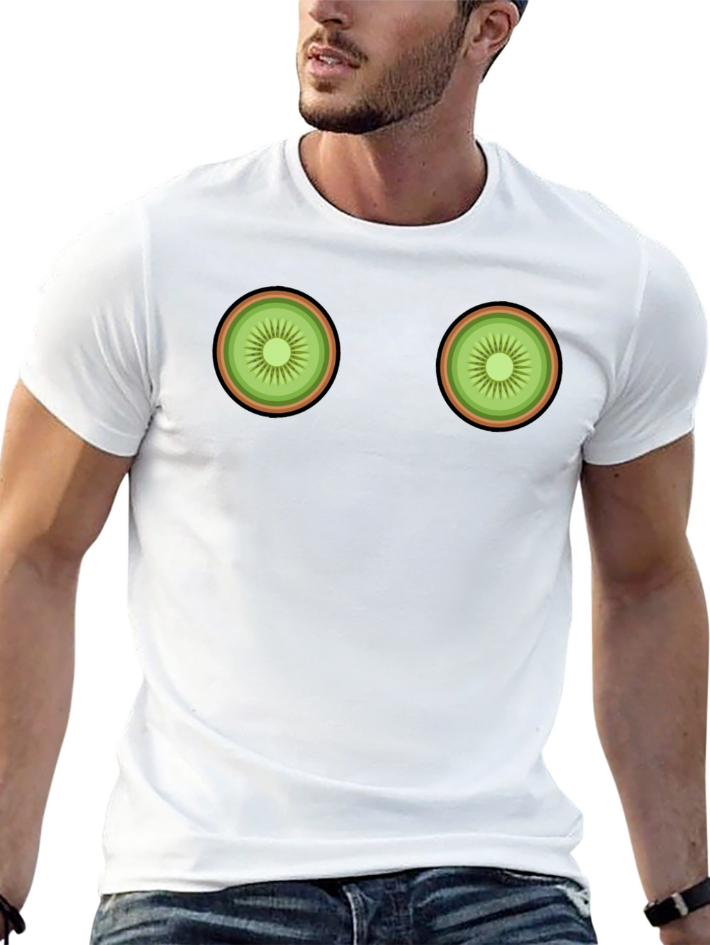 Kiwi Slice Graphic Tee - Novelty Fruit T-Shirt