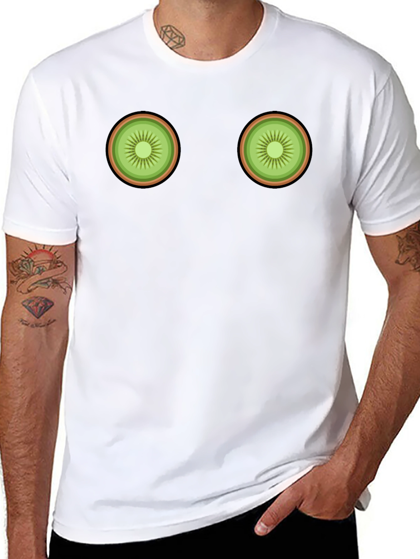 Kiwi Slice Graphic Tee - Novelty Fruit T-Shirt