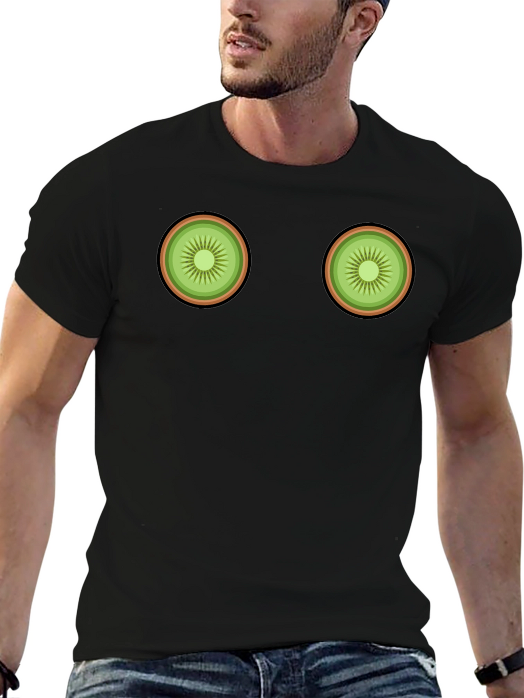 Kiwi Slice Graphic Tee - Novelty Fruit T-Shirt