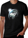Earth Rise Graphic Tee - Black Cotton T-Shirt
