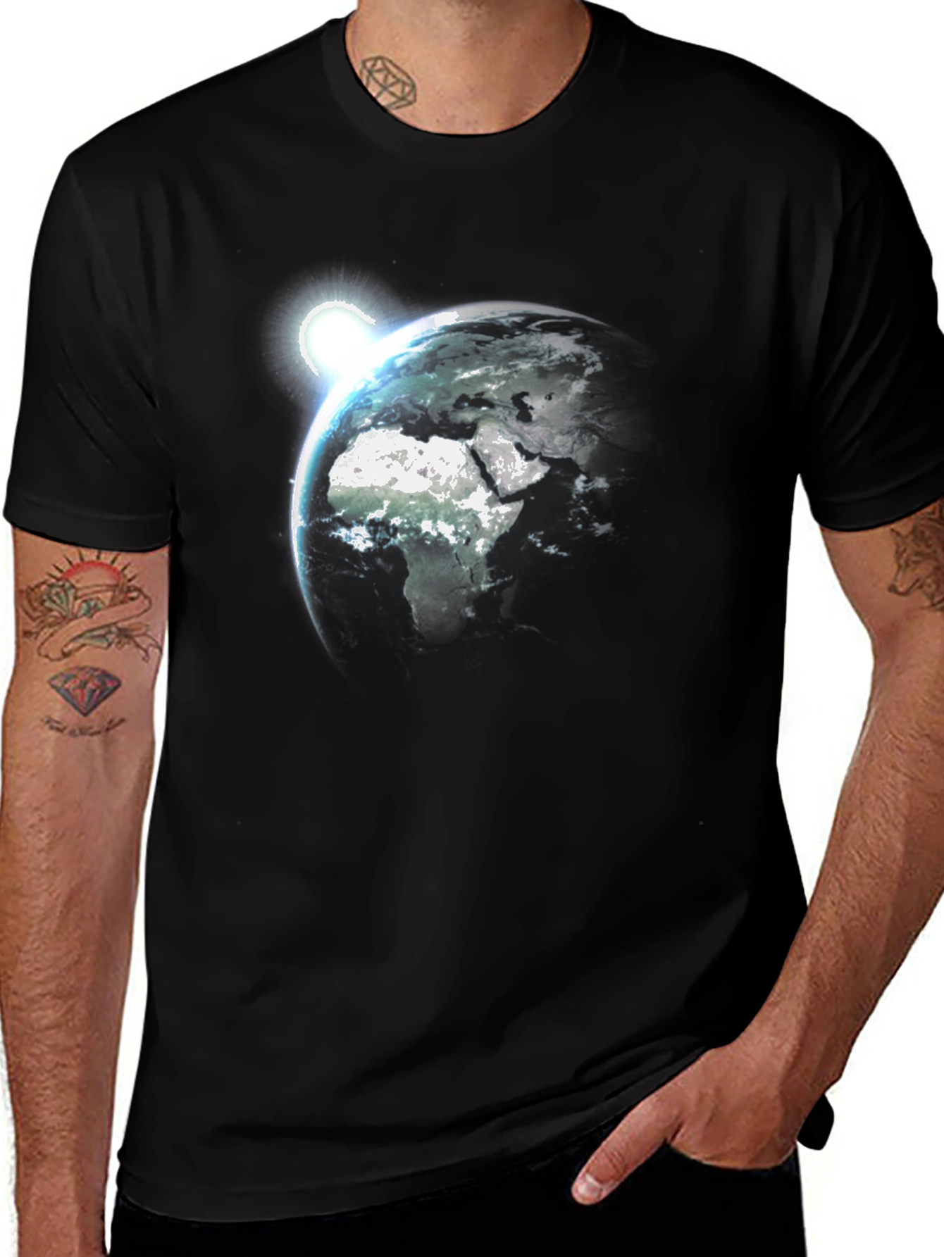 Earth Rise Graphic Tee - Black Cotton T-Shirt