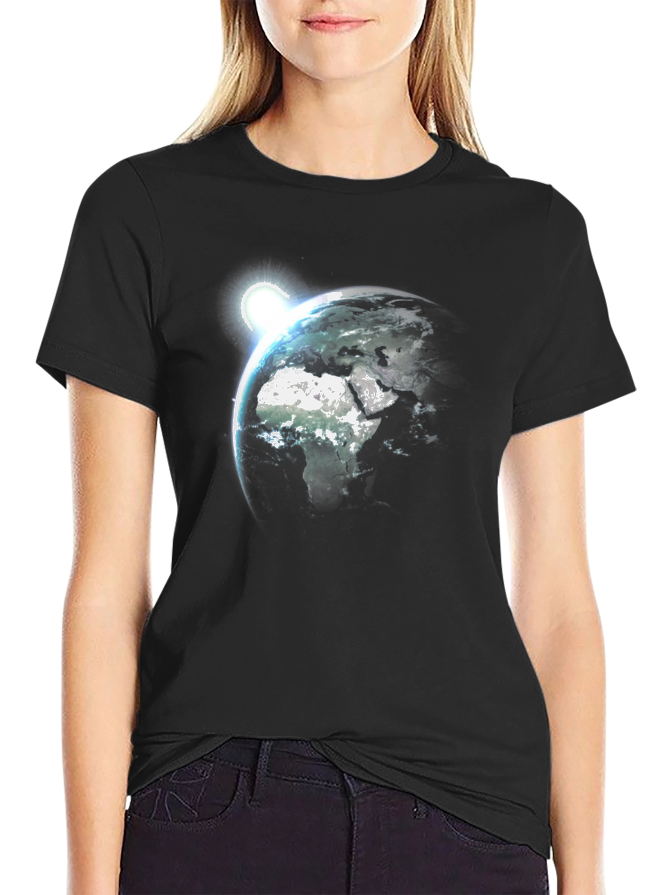 Earth Rise Graphic Tee - Black Cotton T-Shirt