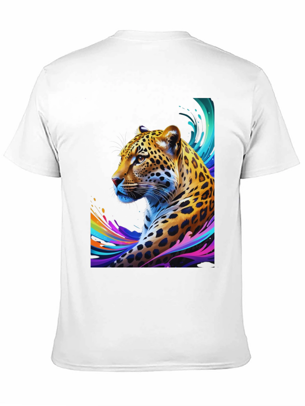 Vibrant Leopard Graphic Tee - Stylish Mens Black T-Shirt