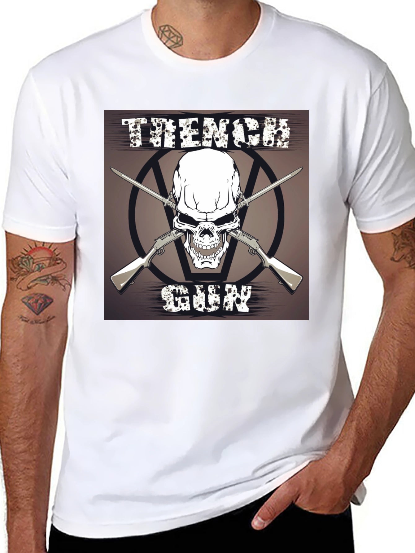 Skull & Guns Graphic T-Shirt - Black