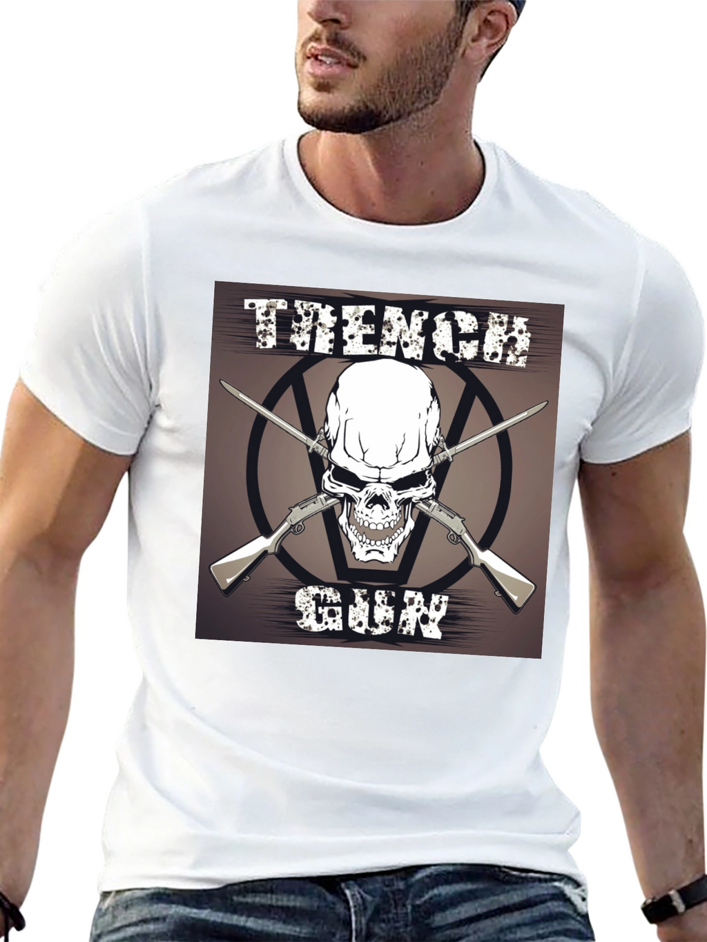 Skull & Guns Graphic T-Shirt - Black