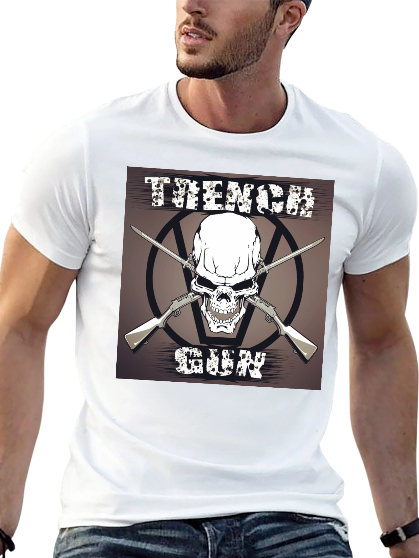 Skull & Guns Graphic T-Shirt - Black