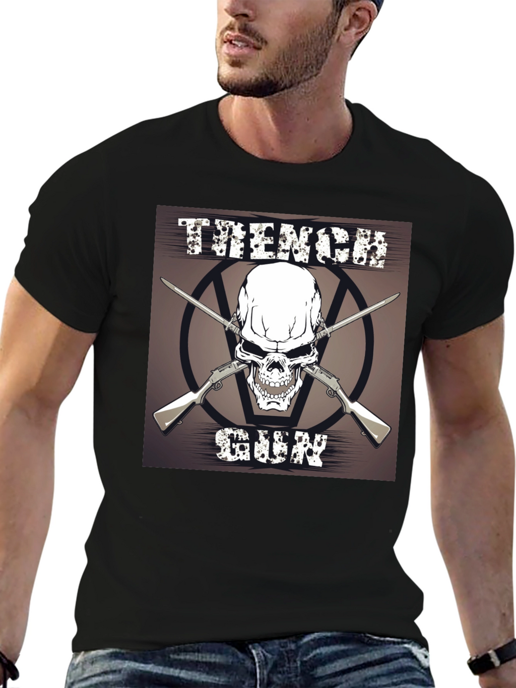 Skull & Guns Graphic T-Shirt - Black