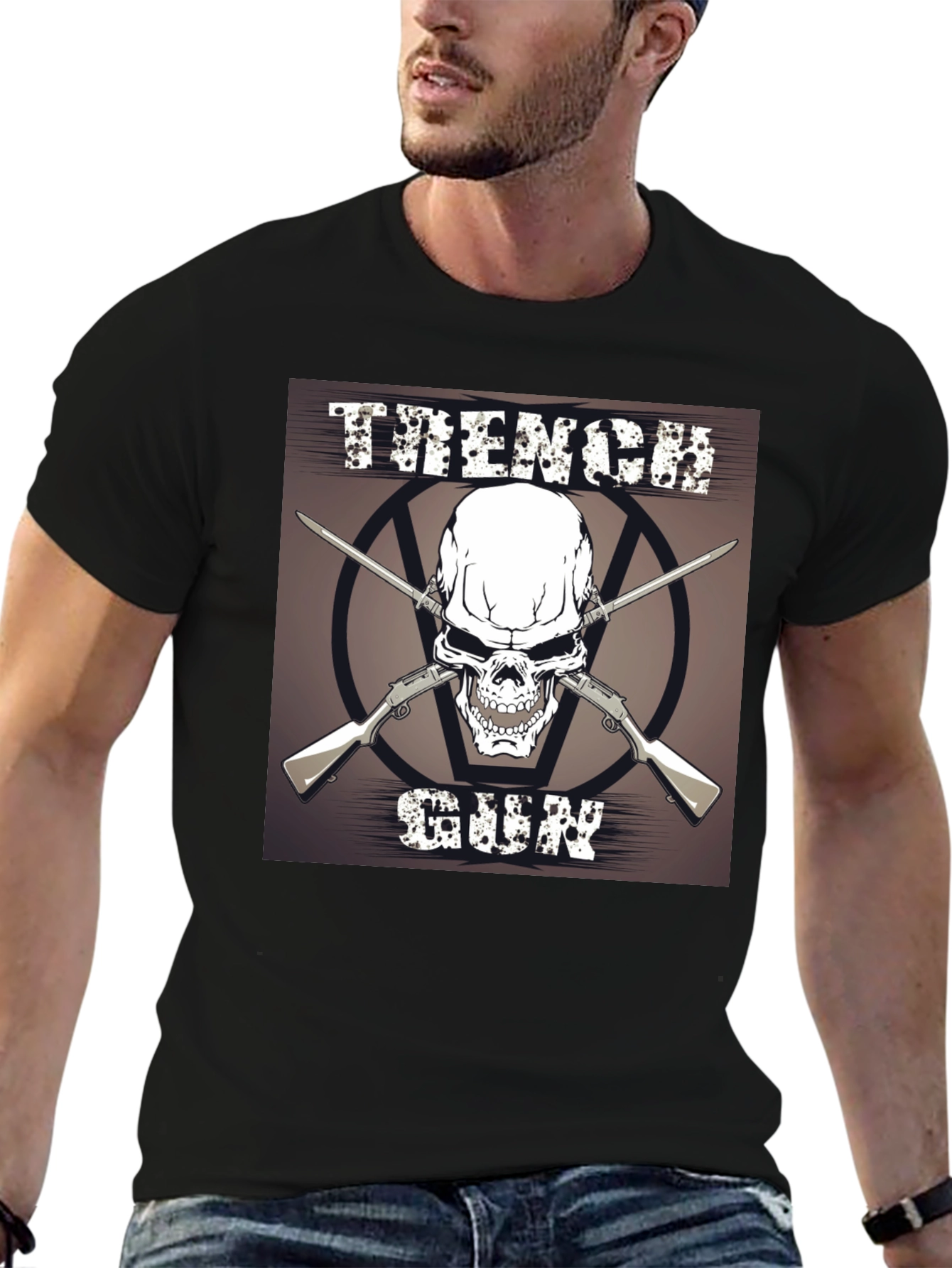 Skull & Guns Graphic T-Shirt - Black