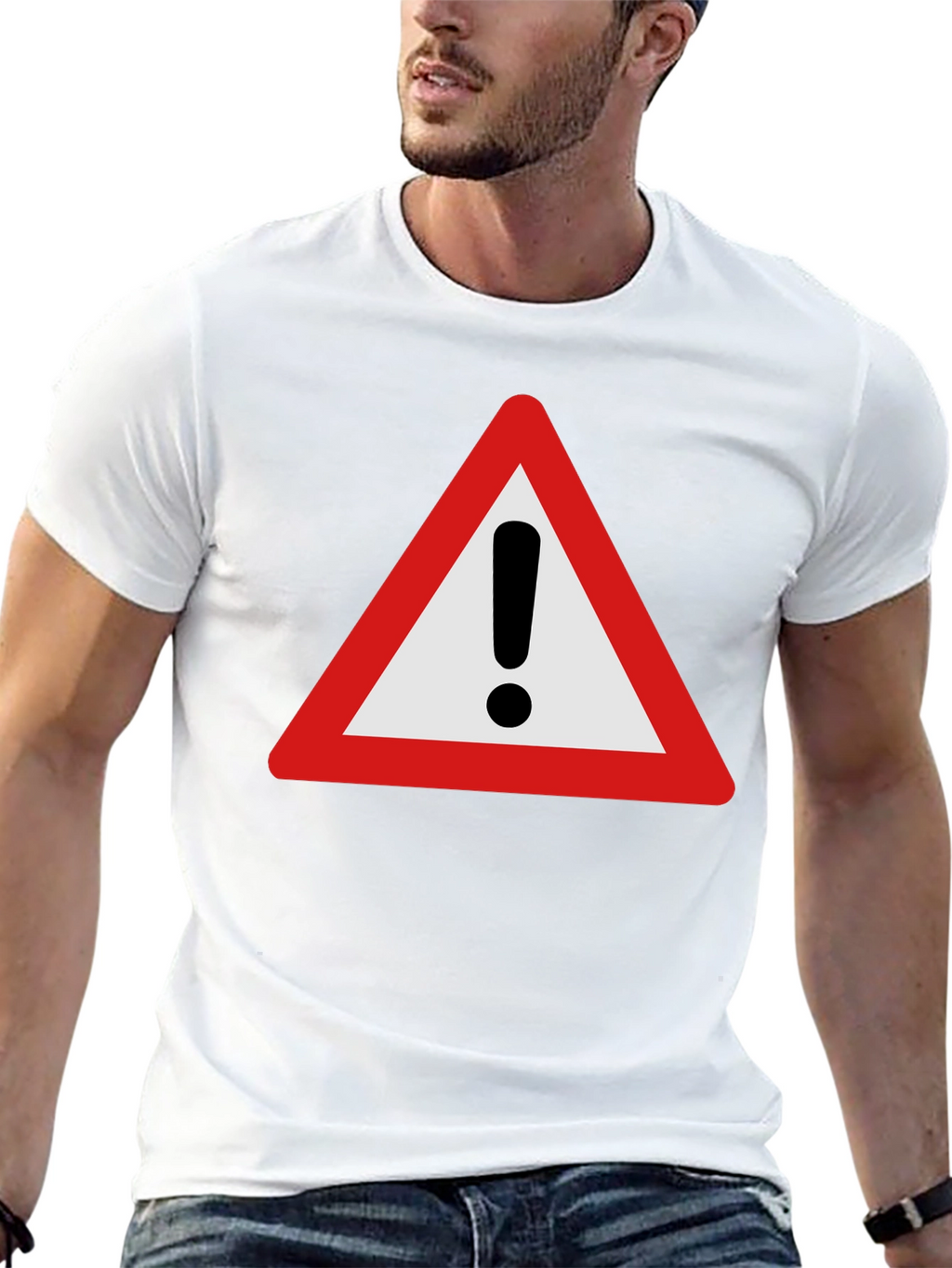 Warning Sign Graphic T-Shirt - Black Cotton Tee