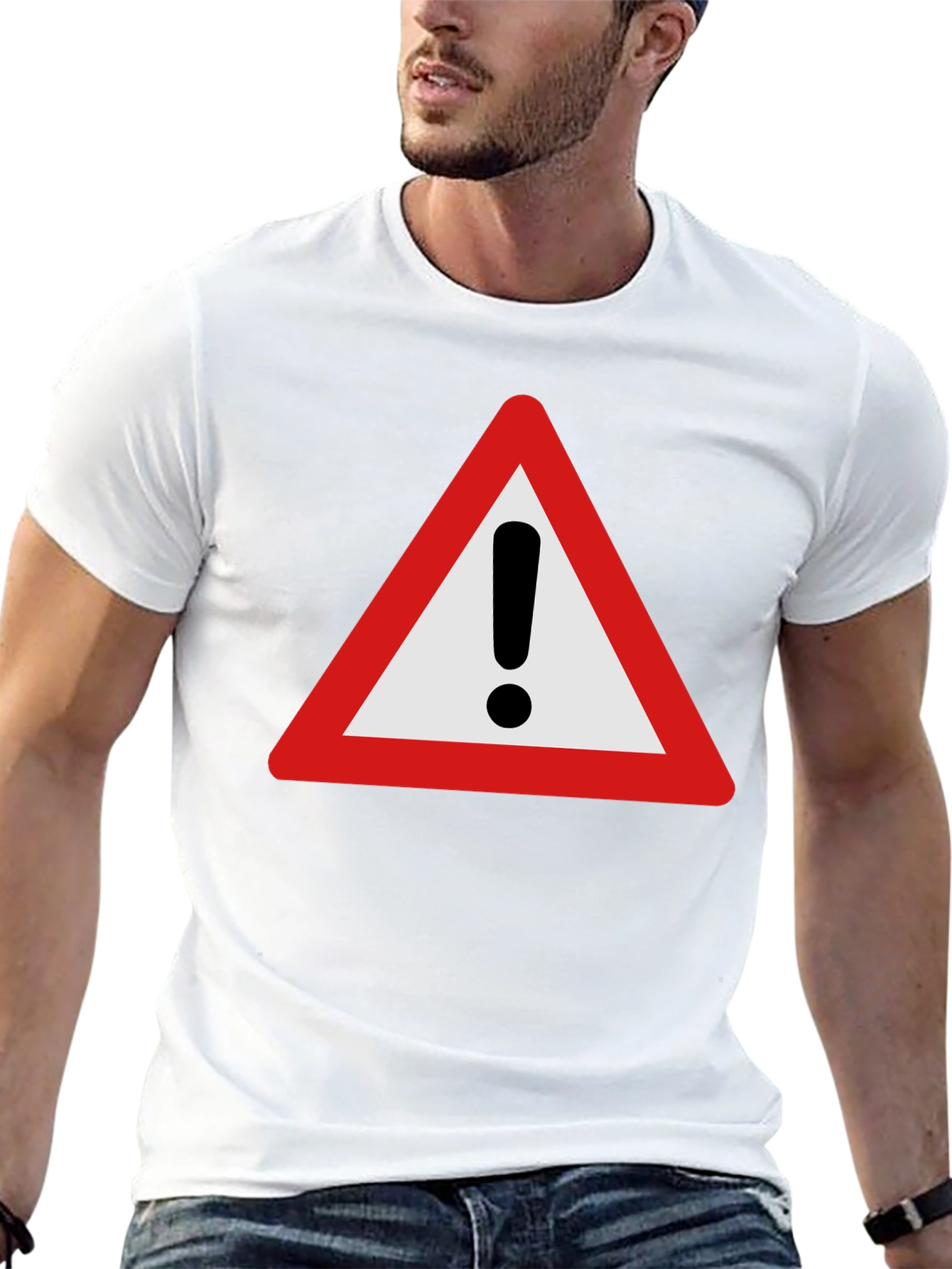 Warning Sign Graphic T-Shirt - Black Cotton Tee