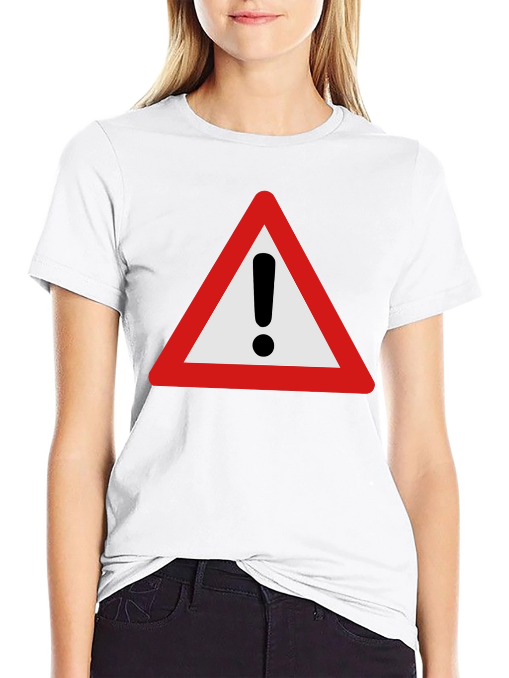 Warning Sign Graphic T-Shirt - Black Cotton Tee
