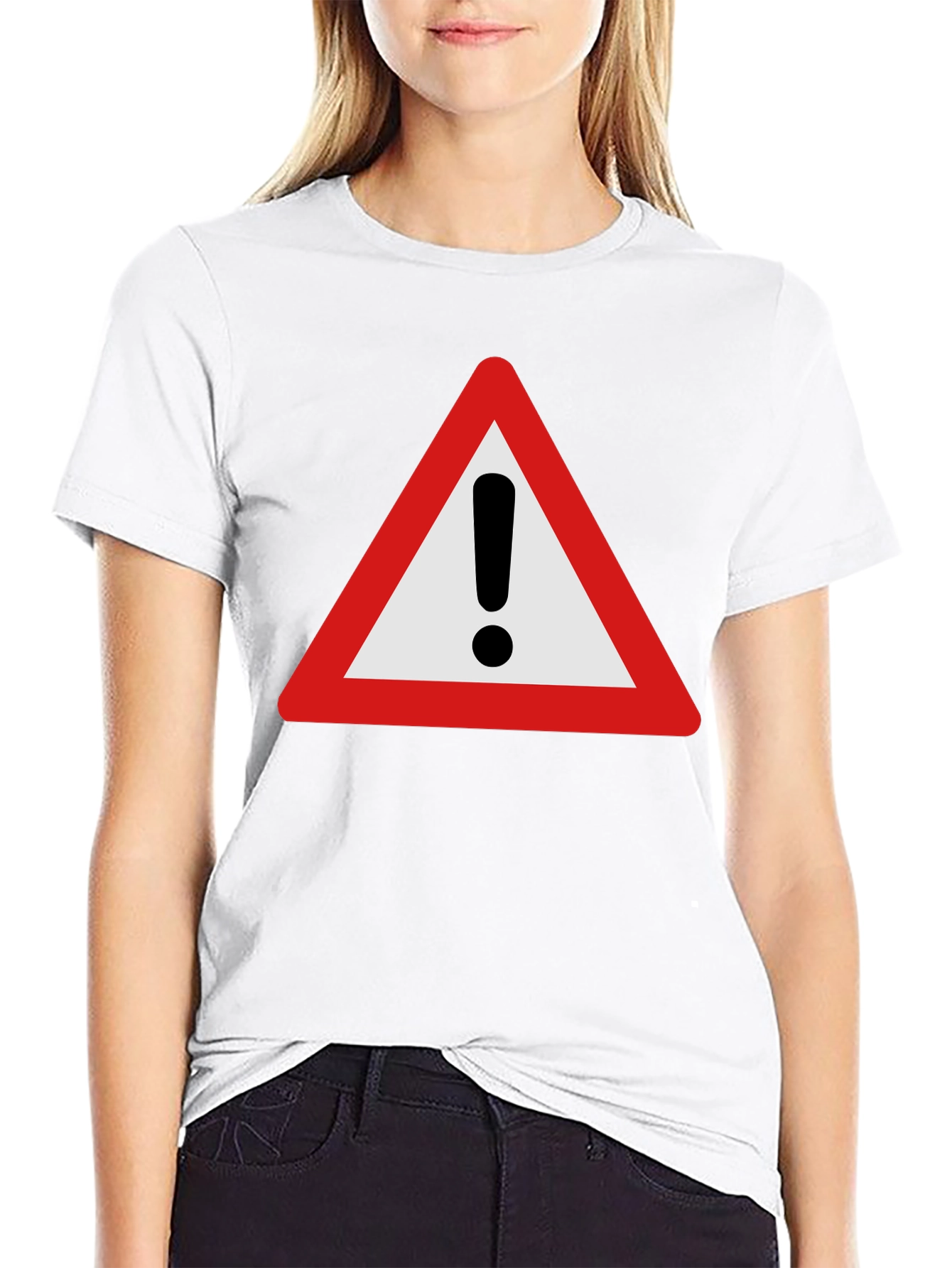 Warning Sign Graphic T-Shirt - Black Cotton Tee