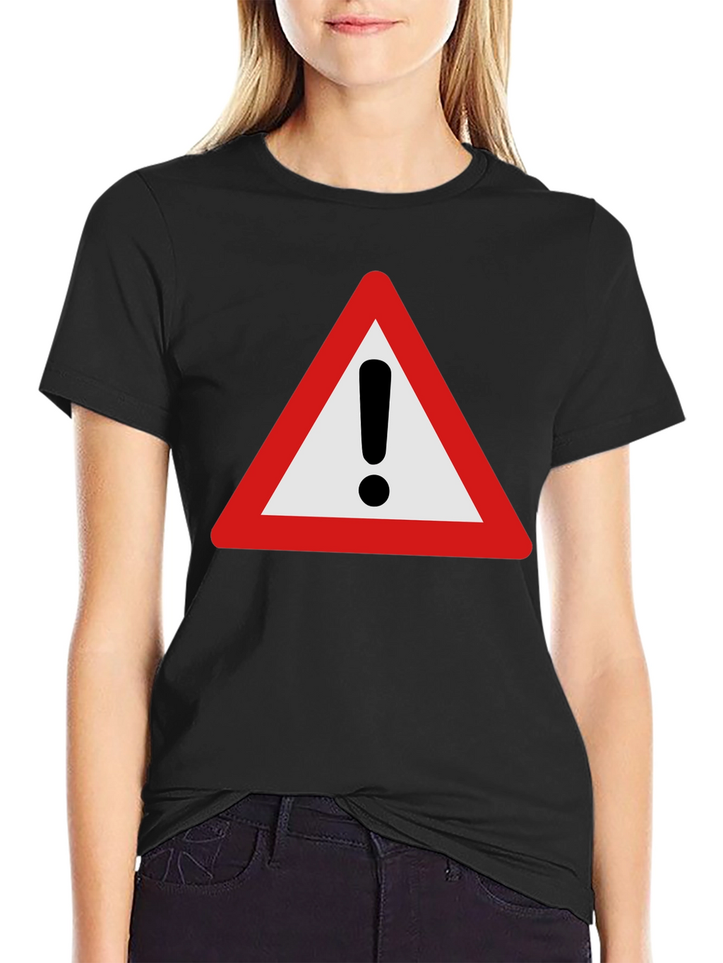 Warning Sign Graphic T-Shirt - Black Cotton Tee