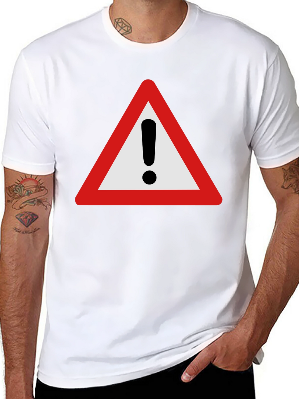 Warning Sign Graphic T-Shirt - Black Cotton Tee
