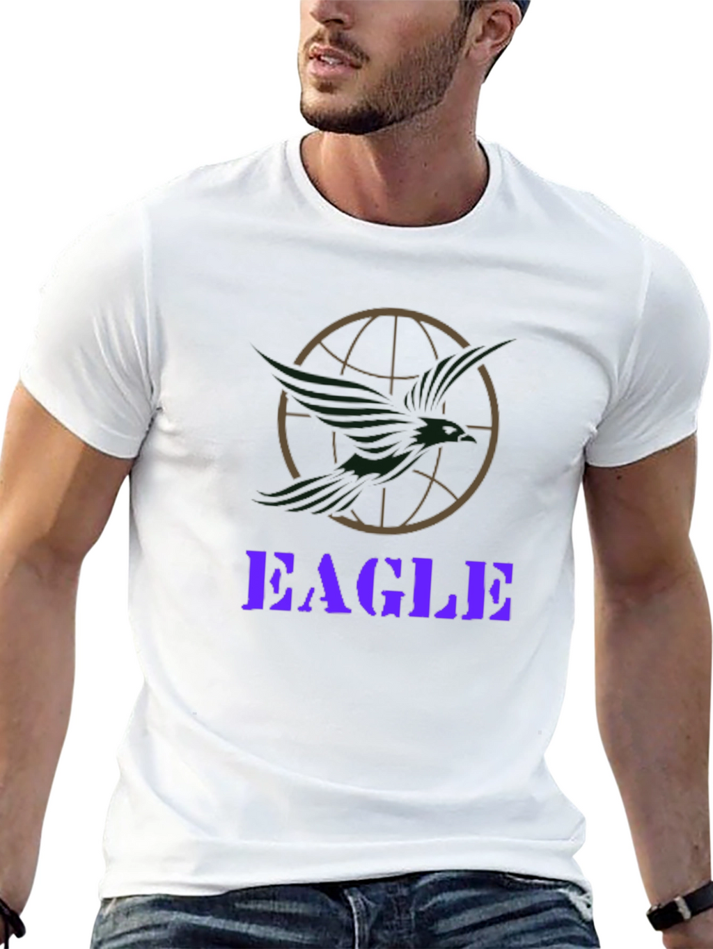 Eagle Globe Graphic Print T-Shirt