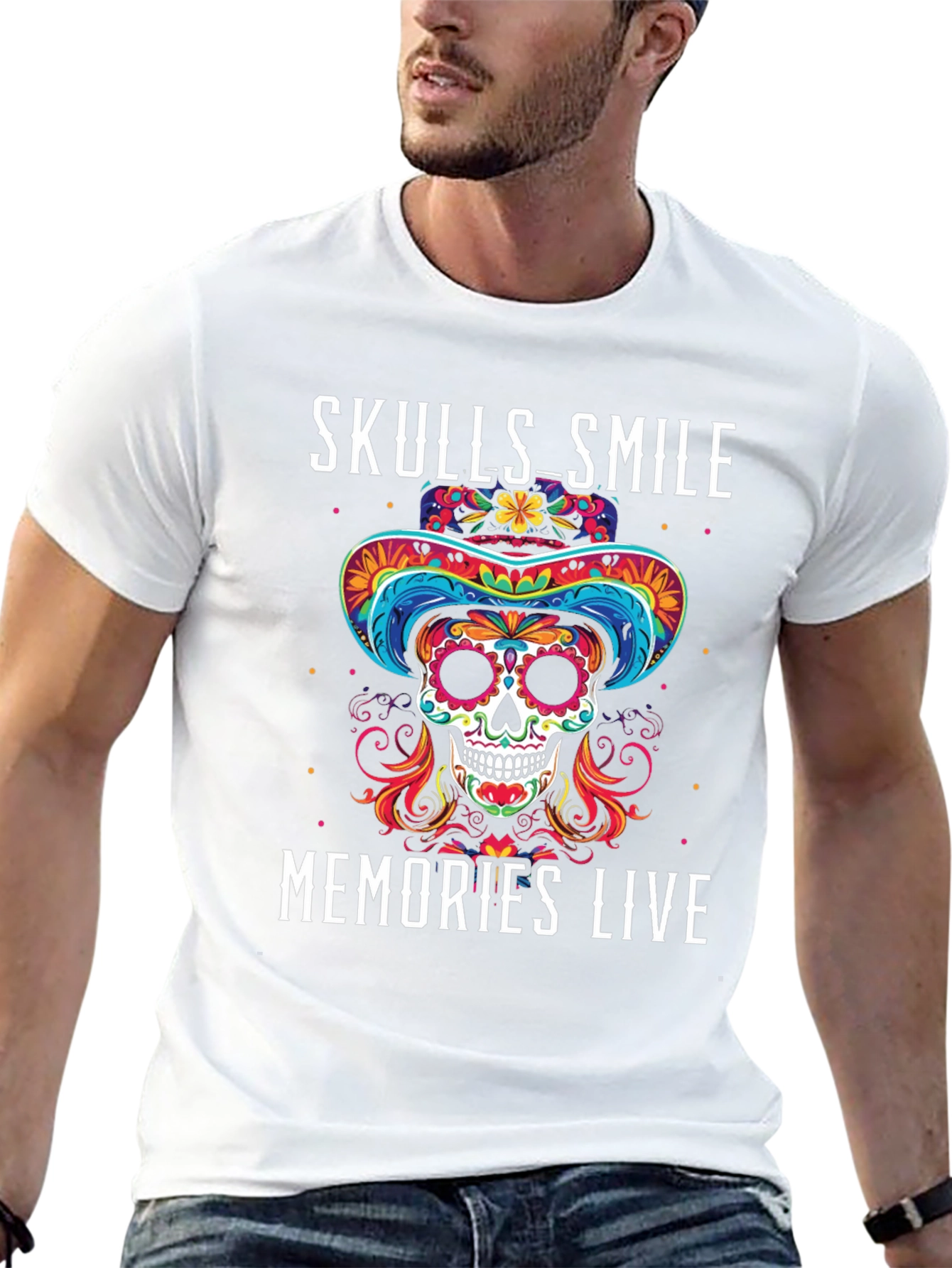 Skulls Smile Memories Live Graphic Tee
