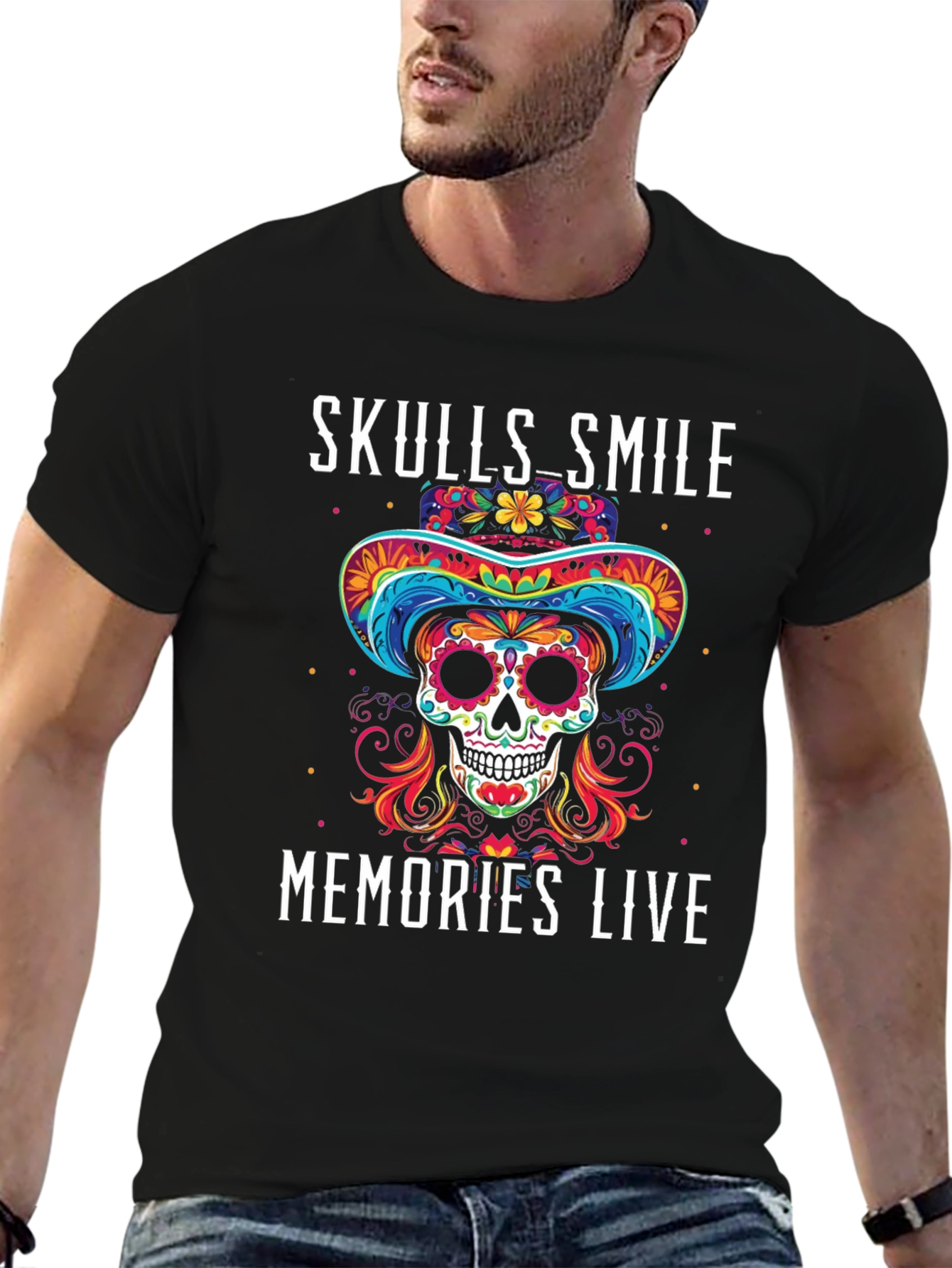 Skulls Smile Memories Live Graphic Tee