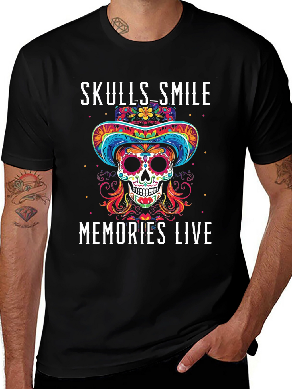 Skulls Smile Memories Live Graphic Tee