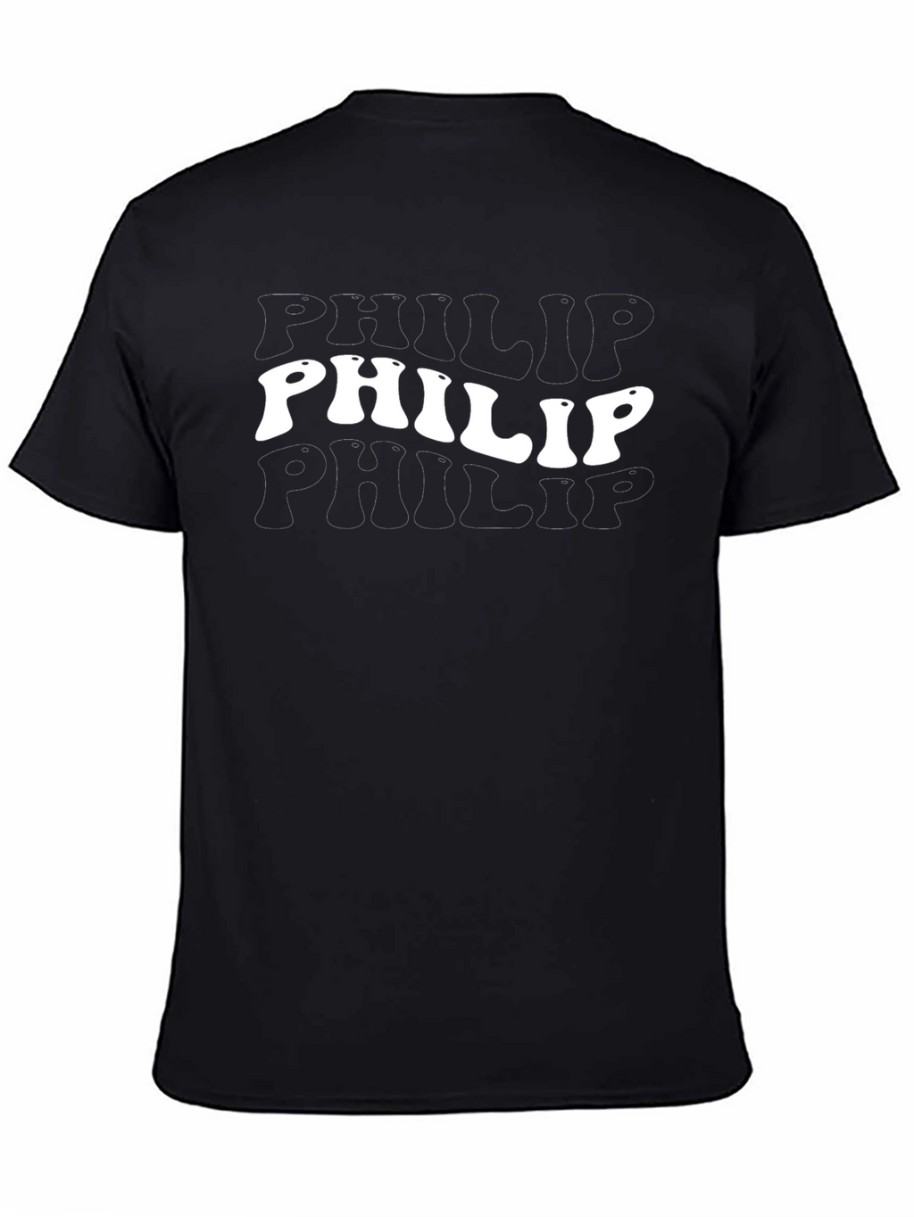Retro Philip Graphic Tee - Black Cotton Casual T-Shirt