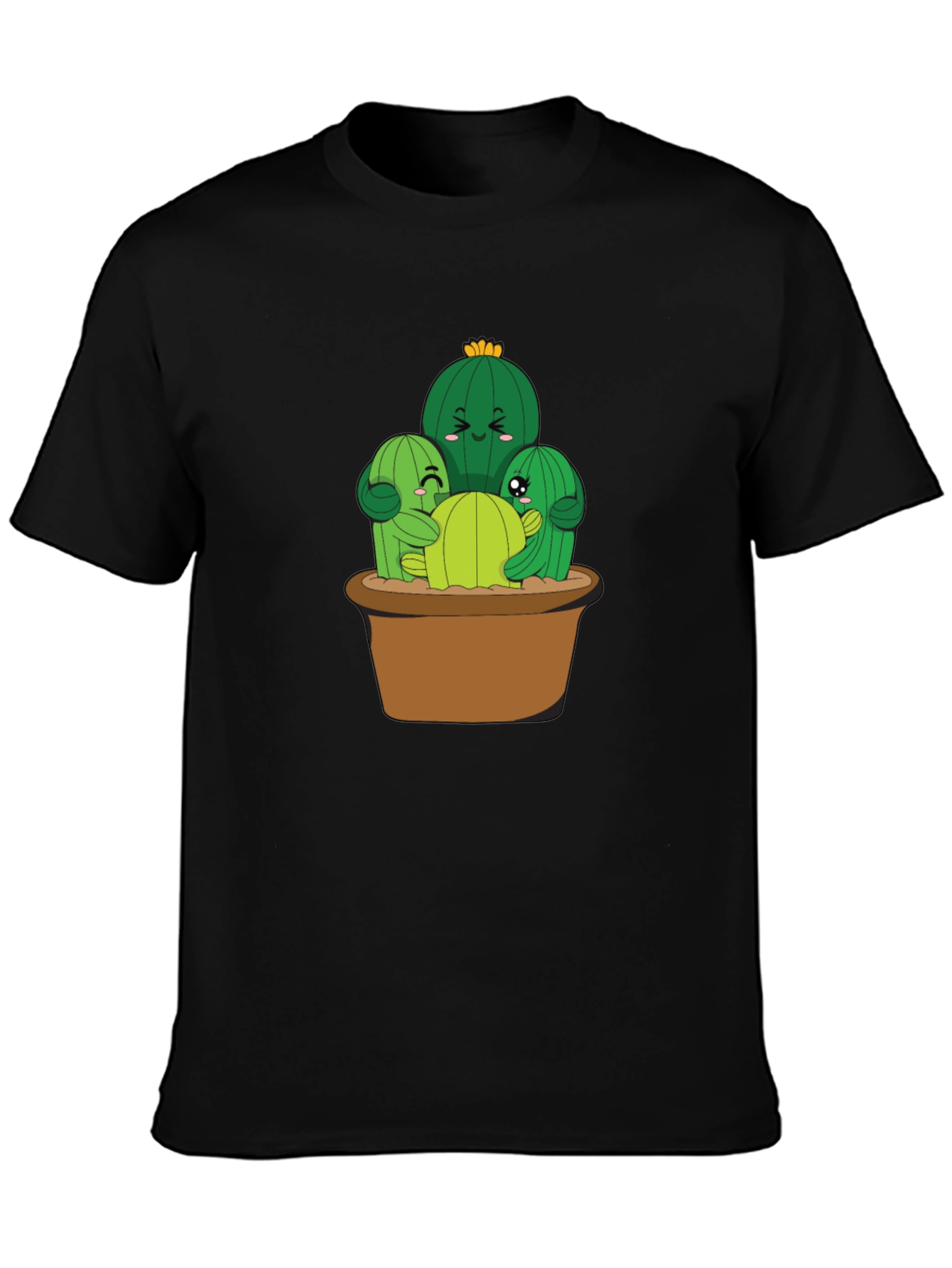 Cactus Family T-Shirt - Hugging Cacti in Pot Graphic Tee