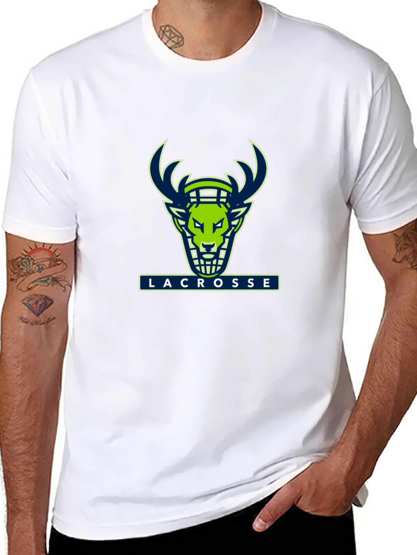 Lacrosse Deer Graphic Black T-Shirt