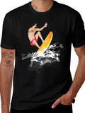 Surfer Graphic T-Shirt - Black Cotton Tee