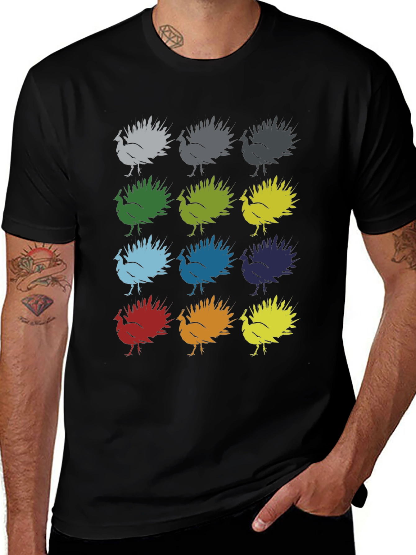 Colorful Turkey Graphic Tee - Thanksgiving Fun!