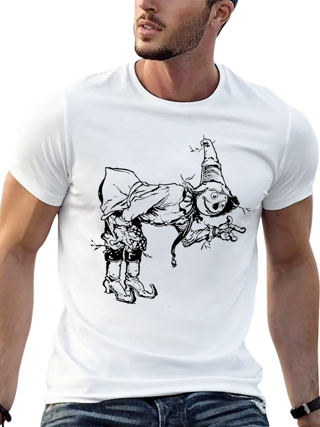 Scarecrow Sketch Black T-Shirt