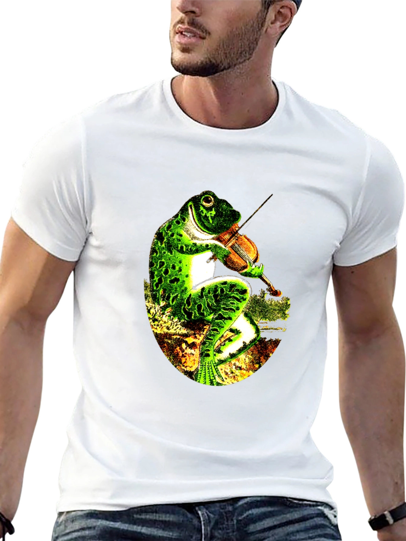 Frog Playing Violin Black T-Shirt